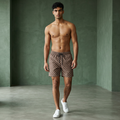 Gucci Monogram Swim Shorts – Sand Brown Edition 🌊