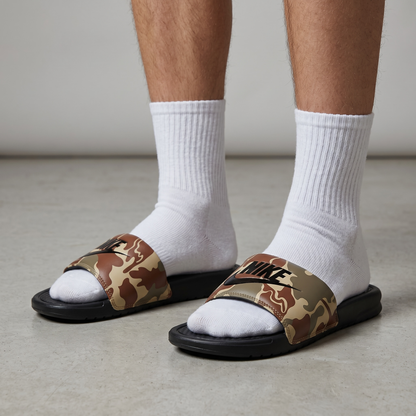 NIKE Camo Slide Sandals – Military Edition 🟤⚡