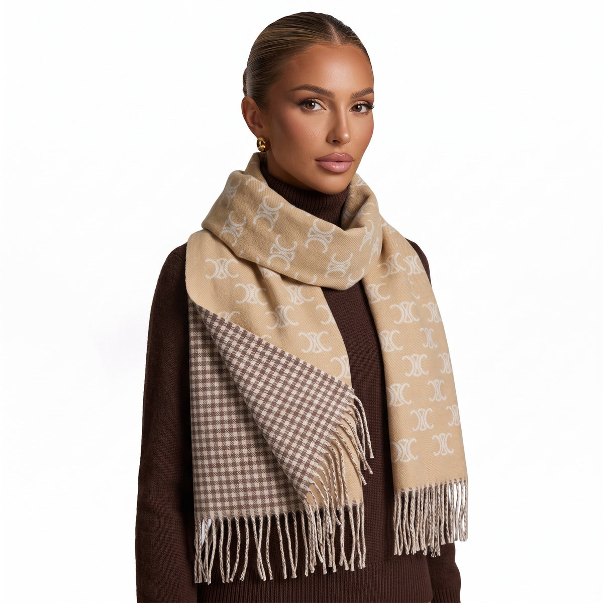 Celine Logo Scarf — Beige