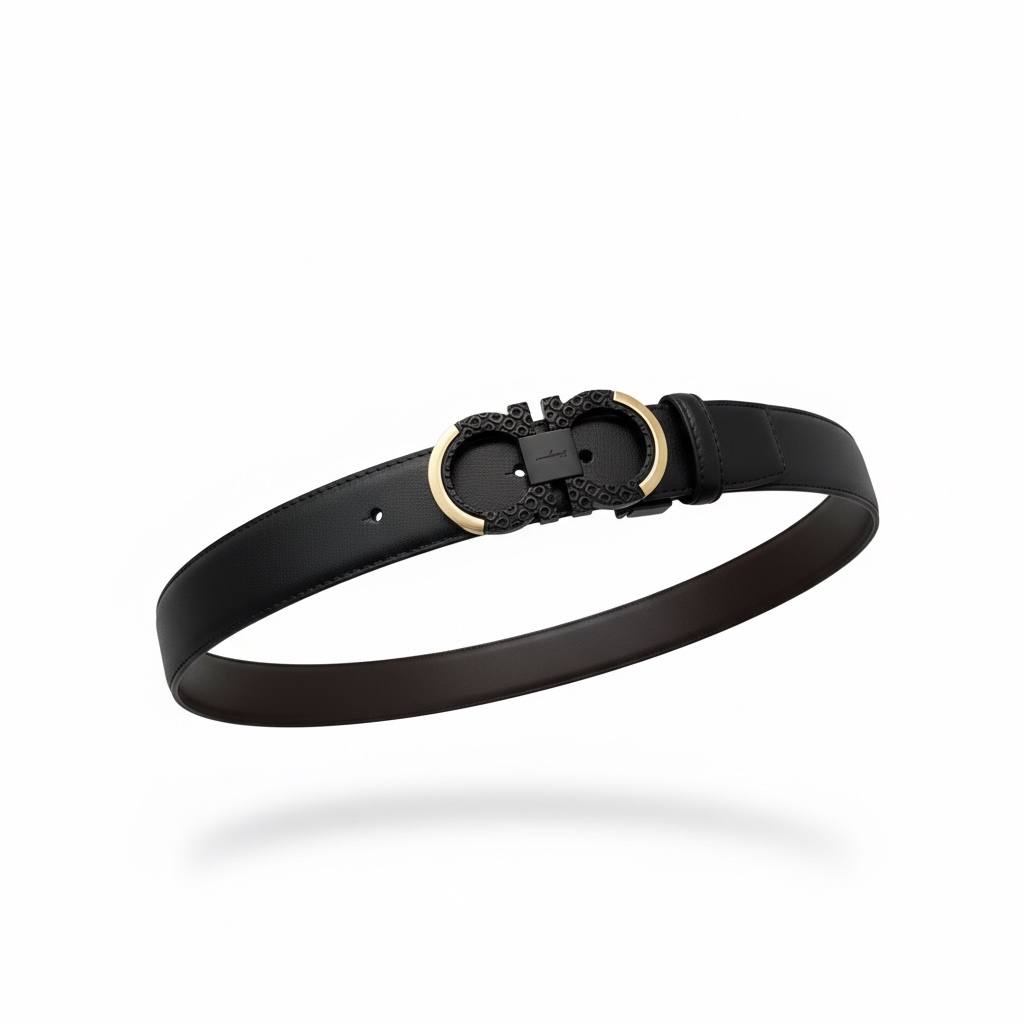 Luxury  Salvatore FerragamoDouble Ring Designer Belt 120cm – Reversible Black & Brown Leather ✨