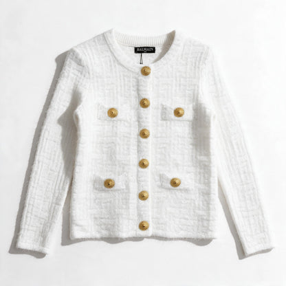 Balmain Tweed Jacket — White & Gold
