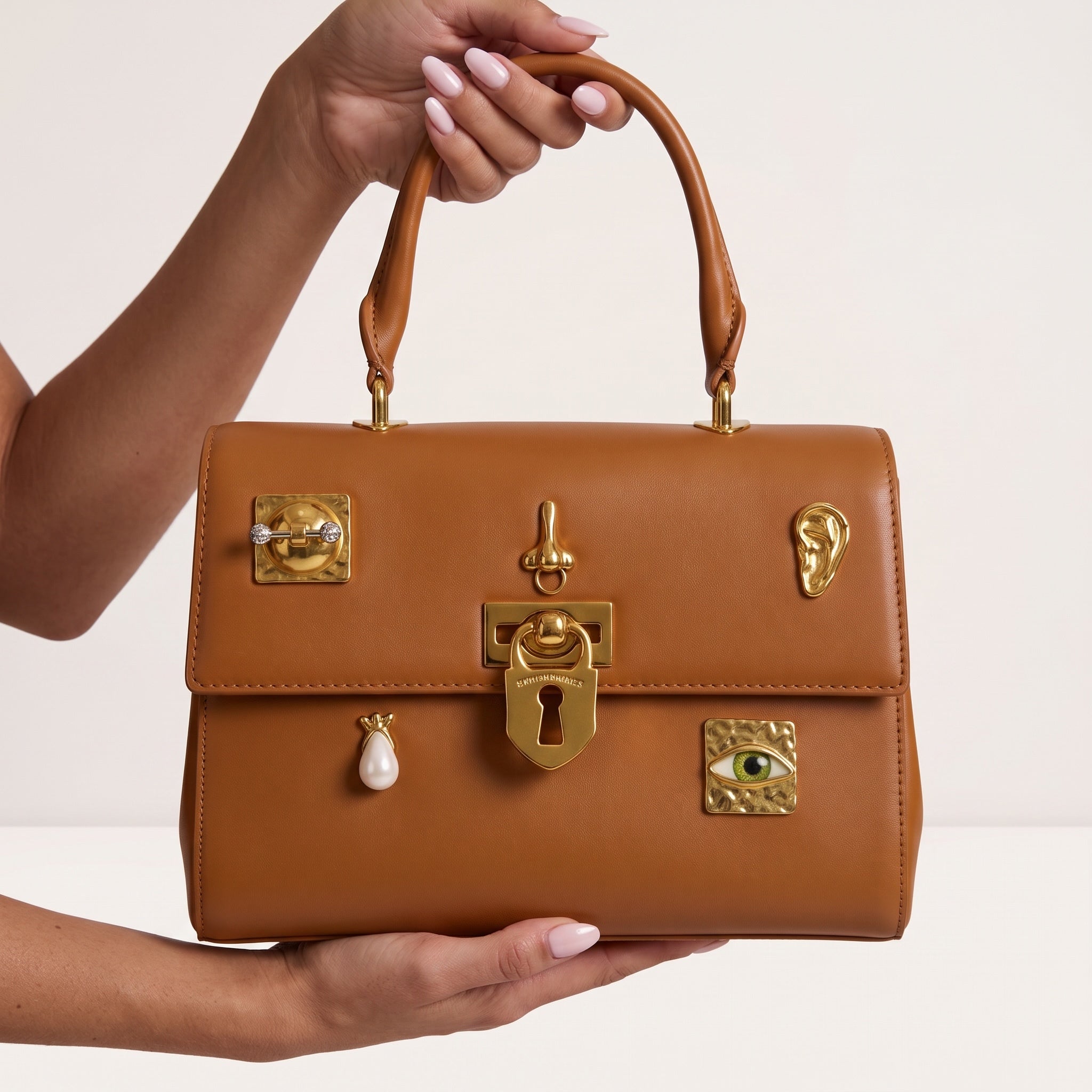 Schiaparelli Top-Handle Bag – Tan Gold Hardware 👜✨