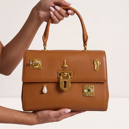 Schiaparelli Top-Handle Bag – Tan Gold Hardware 👜✨