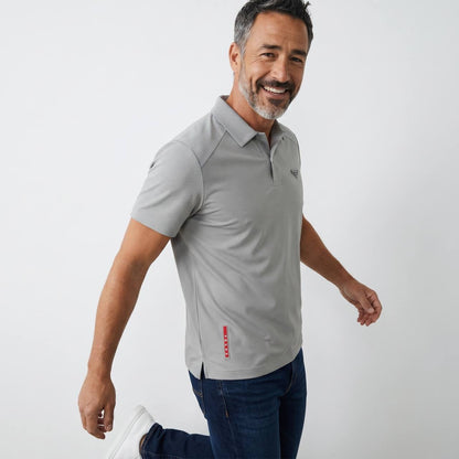 Prada Textured Performance Polo – Light Grey Edition ✨