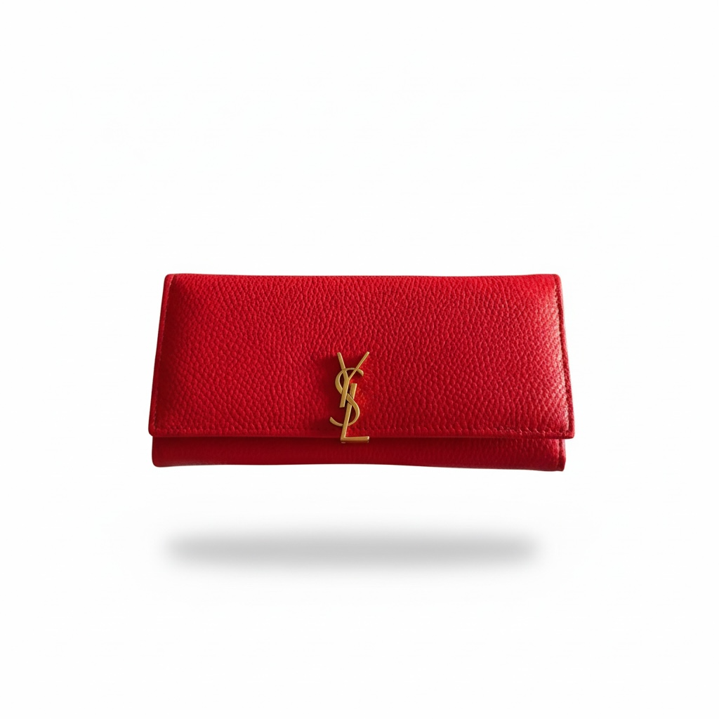 Saint Laurent Red YSL Wallet – Grained Leather ❤️✨