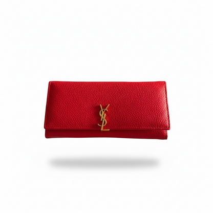 Saint Laurent Red YSL Wallet – Grained Leather ❤️✨