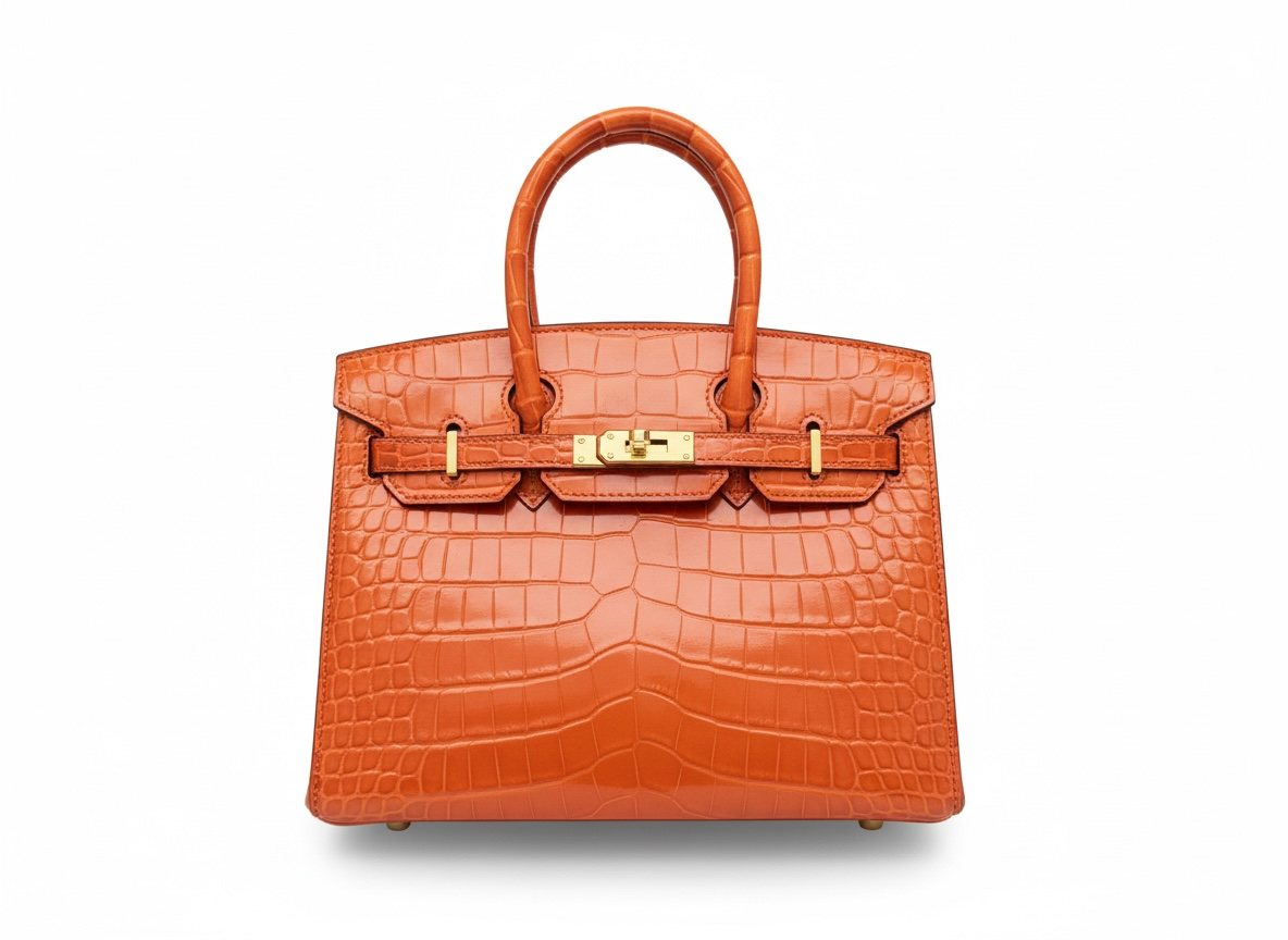 Mini Croc-Embossed Orange Birkin Style Bag 🧡✨ | Bold Statement Luxury