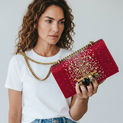 Alexander McQueen Crystal Skull Clutch ❤️💎☠️