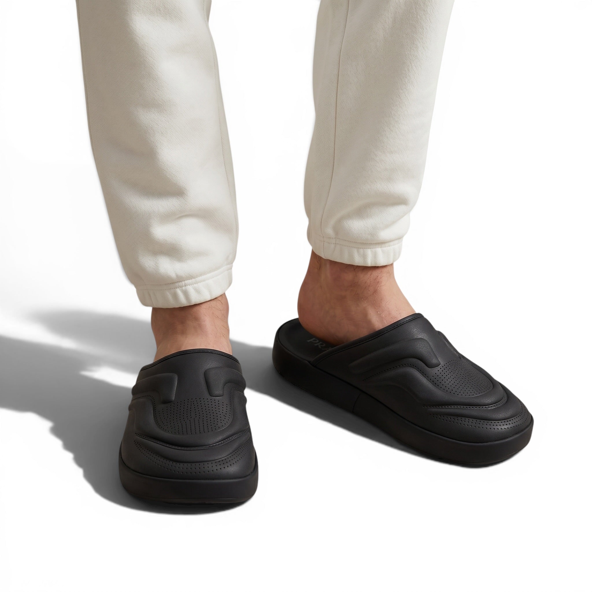 Prada Monolith Foam Slides – Black Minimal Luxury Comfort 🖤⚡