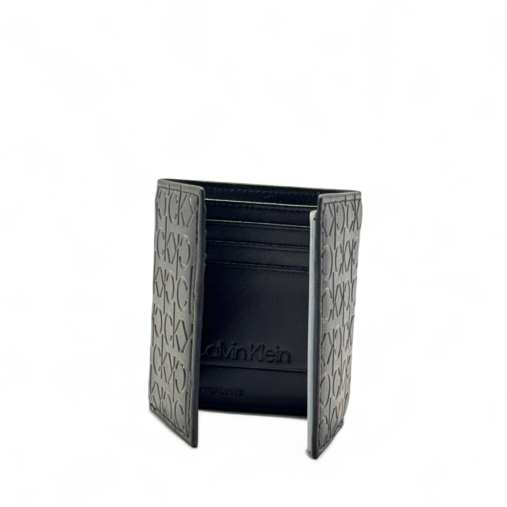Calvin Klein Embossed Trifold Wallet – Monogram Edition 🖤🧩