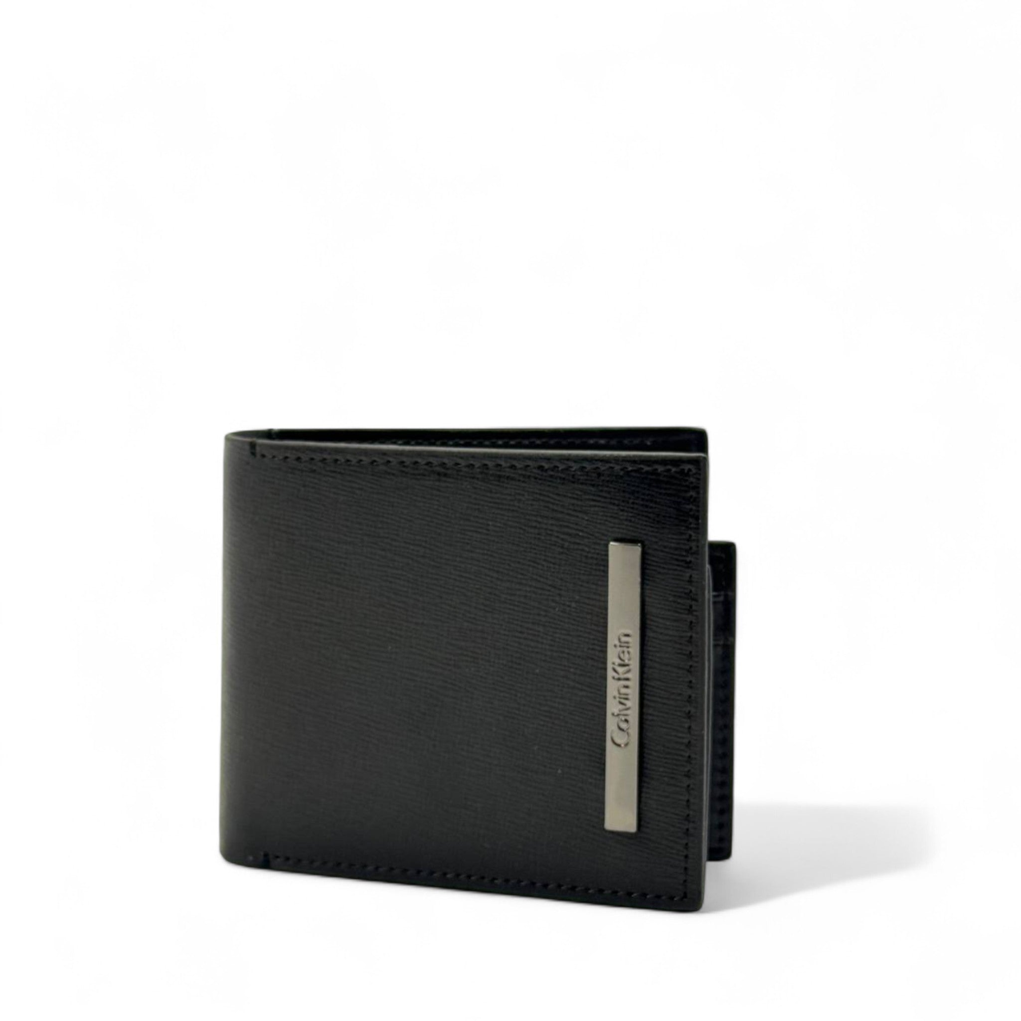 Calvin Klein Black Leather Wallet – Metal Bar Logo Edition 🖤💼