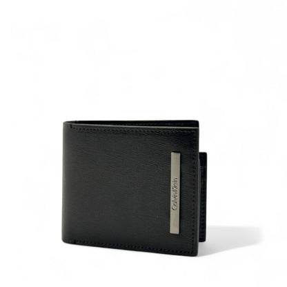 Calvin Klein Black Leather Wallet – Metal Bar Logo Edition 🖤💼