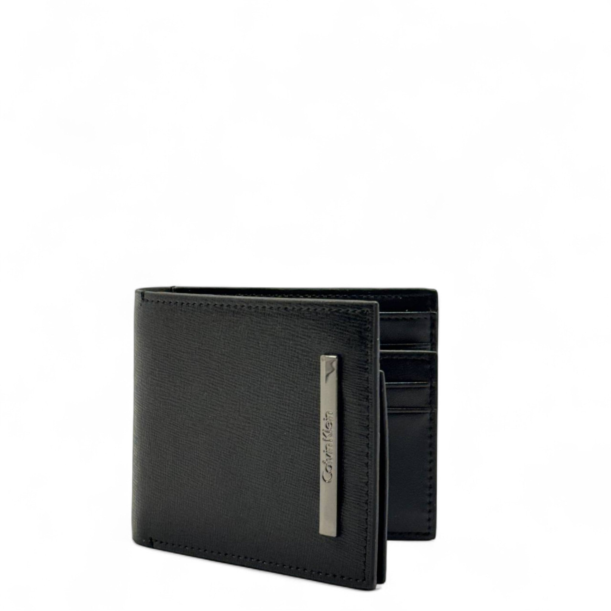 Calvin Klein Black Leather Wallet – Metal Bar Logo Edition 🖤💼