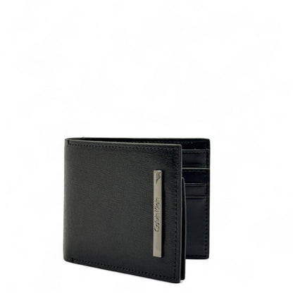 Calvin Klein Black Leather Wallet – Metal Bar Logo Edition 🖤💼
