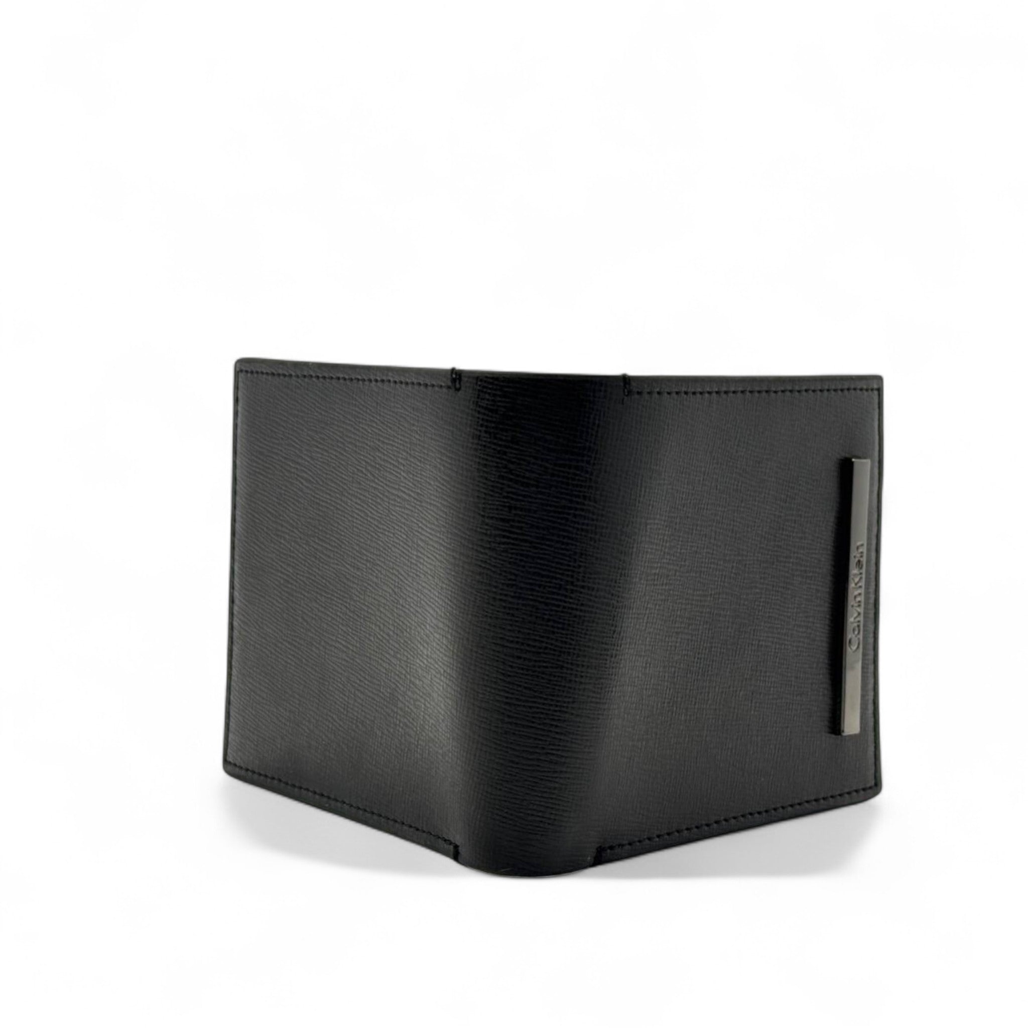 Calvin Klein Black Leather Wallet – Metal Bar Logo Edition 🖤💼