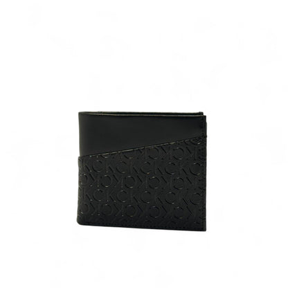 Calvin Klein Diagonal Monogram Wallet – Black Embossed Edition 🖤🧠