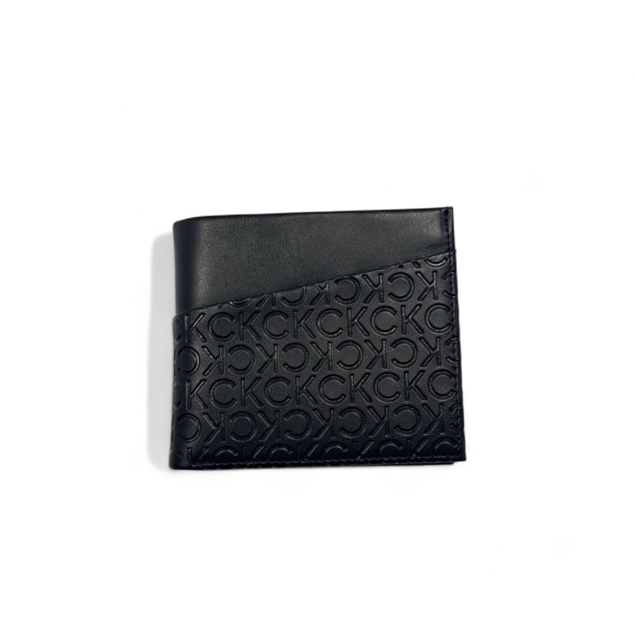 Calvin Klein Diagonal Monogram Wallet – Black Embossed Edition 🖤🧠