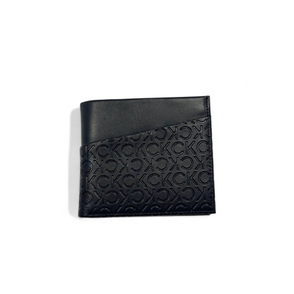 Calvin Klein Diagonal Monogram Wallet – Black Embossed Edition 🖤🧠