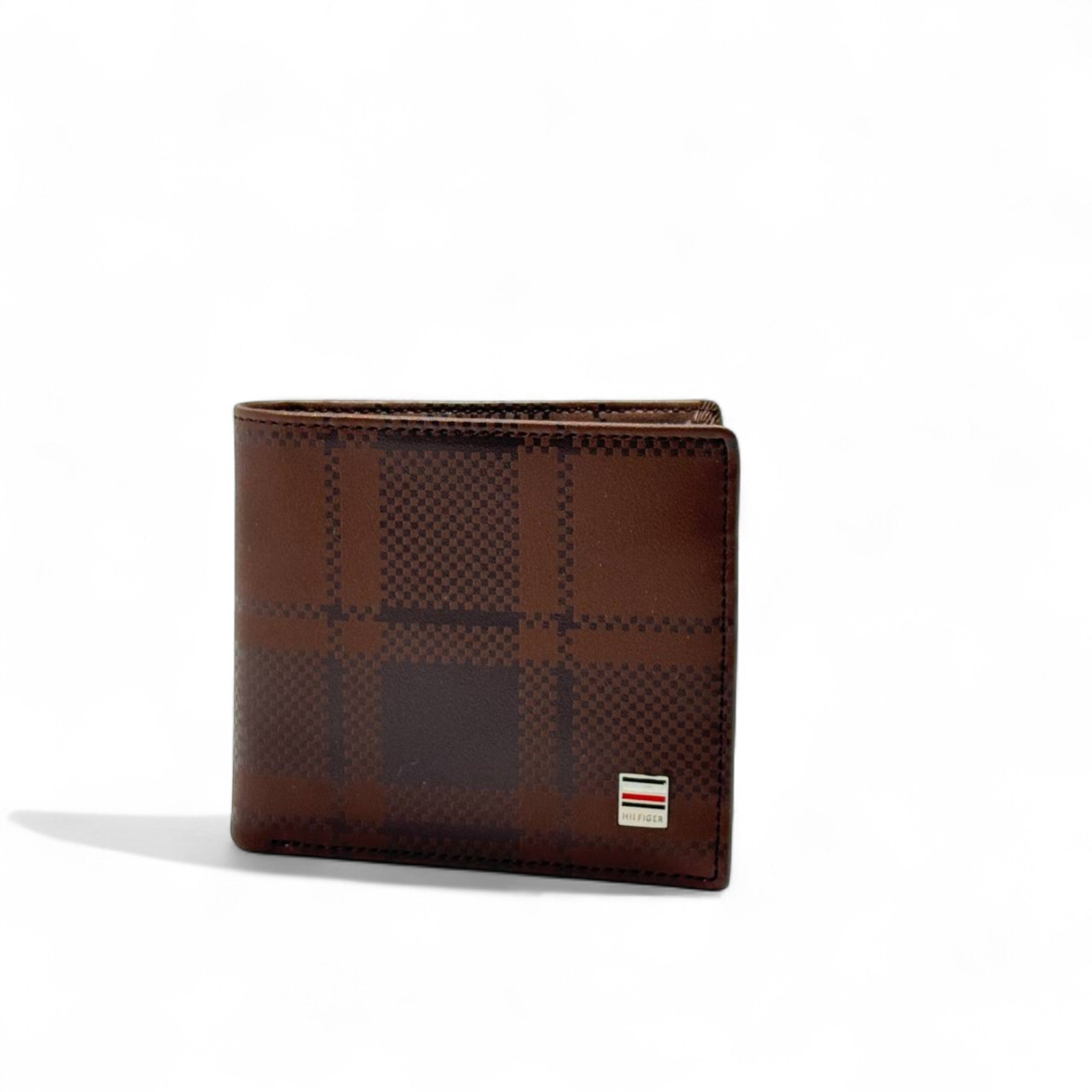Tommy Hilfiger Brown Plaid Leather Wallet – Heritage Edition 🟤🧵