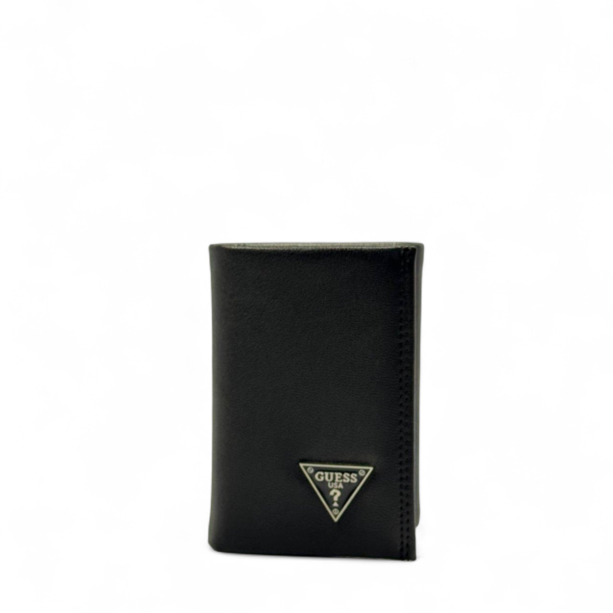 GUESS Black Trifold Wallet – Triangle Logo Edition 🖤🔺