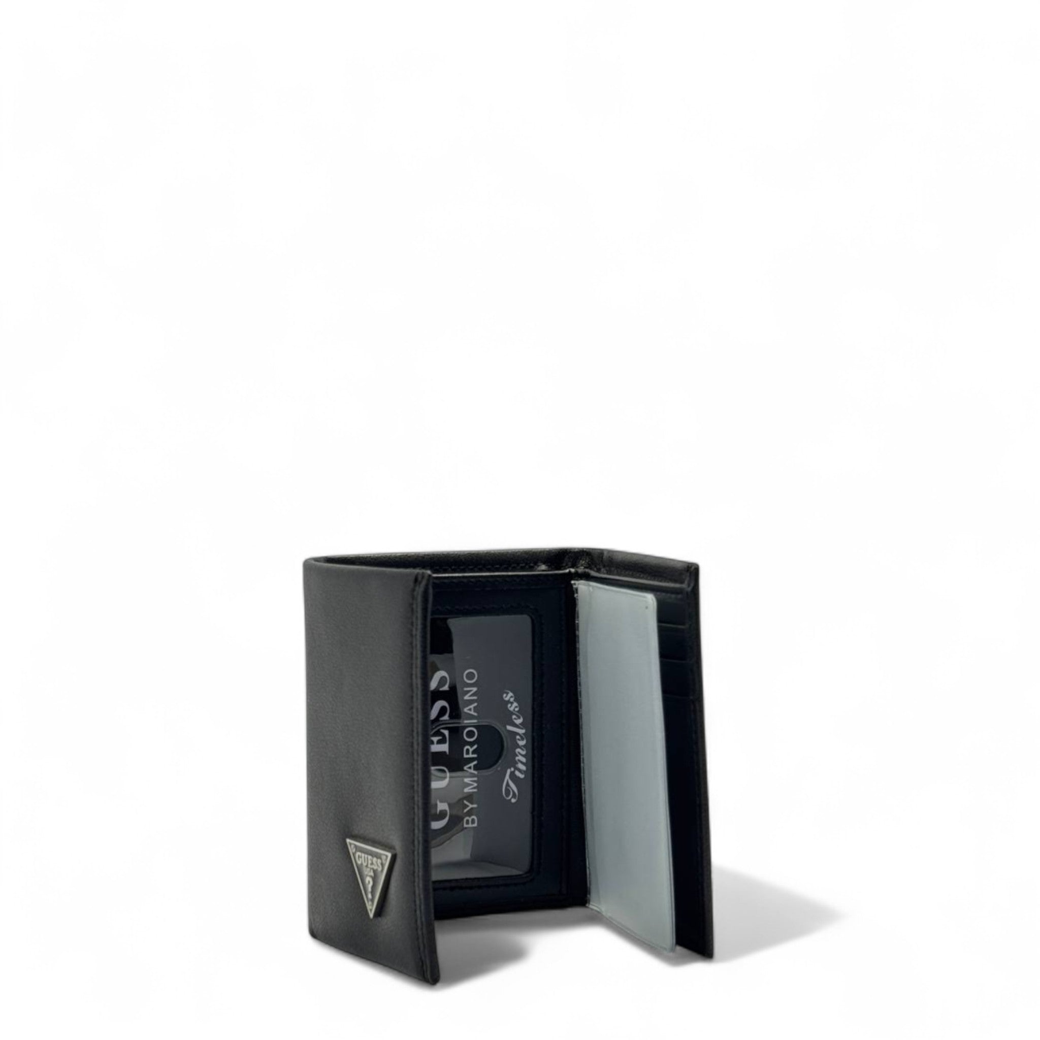GUESS Black Trifold Wallet – Triangle Logo Edition 🖤🔺
