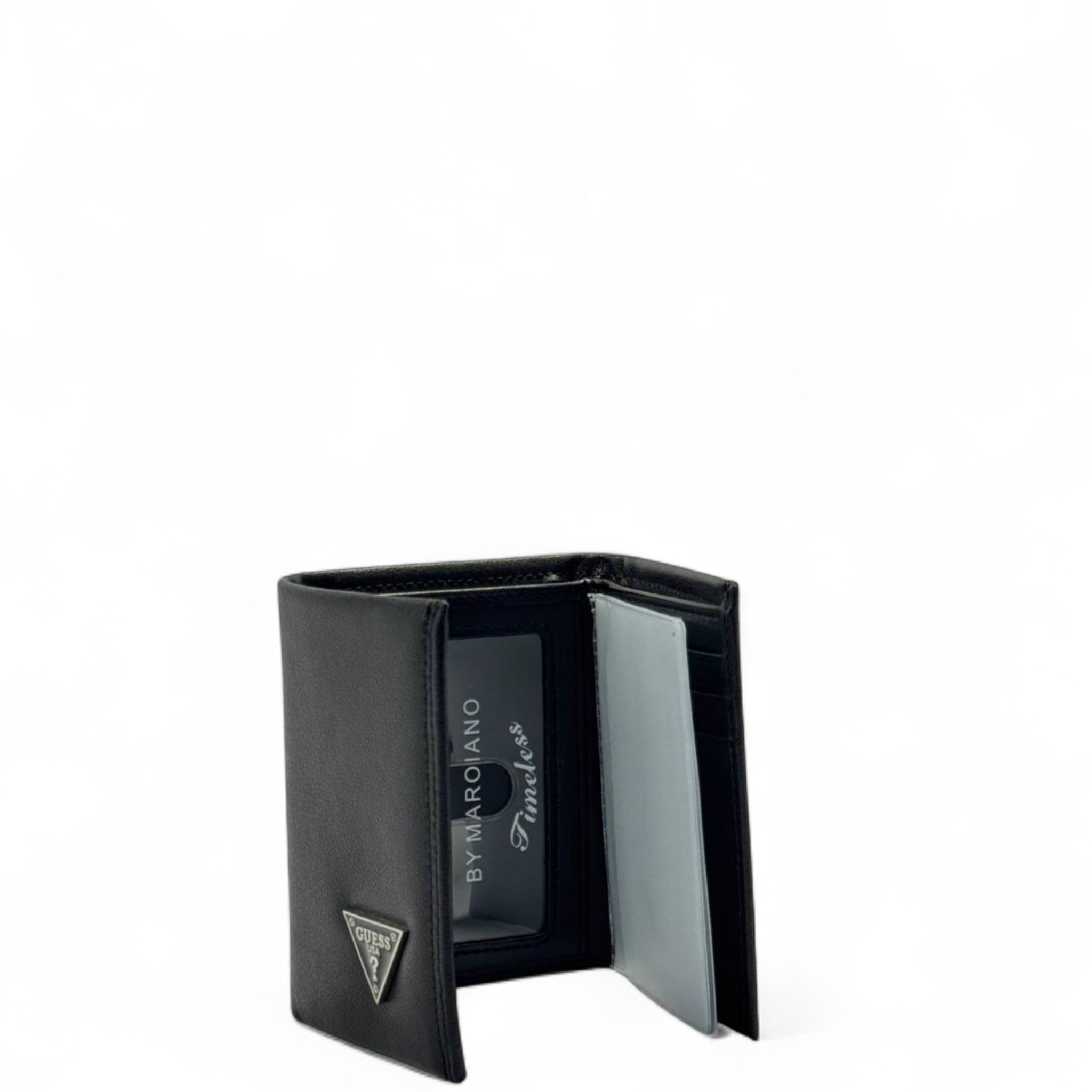GUESS Black Trifold Wallet – Triangle Logo Edition 🖤🔺