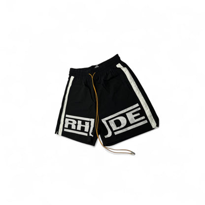 Rhude Logo Swim Shorts – Black & White Street Edition ⚫⚪