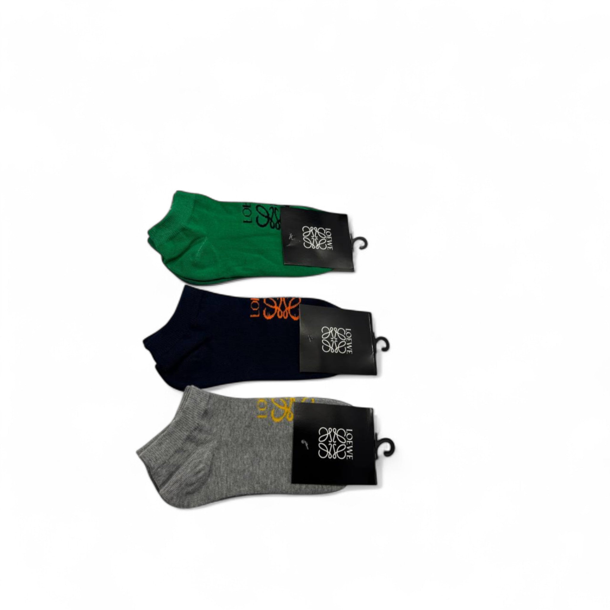 Loewe Signature Socks – 3-Pack (Green, Navy, Grey)