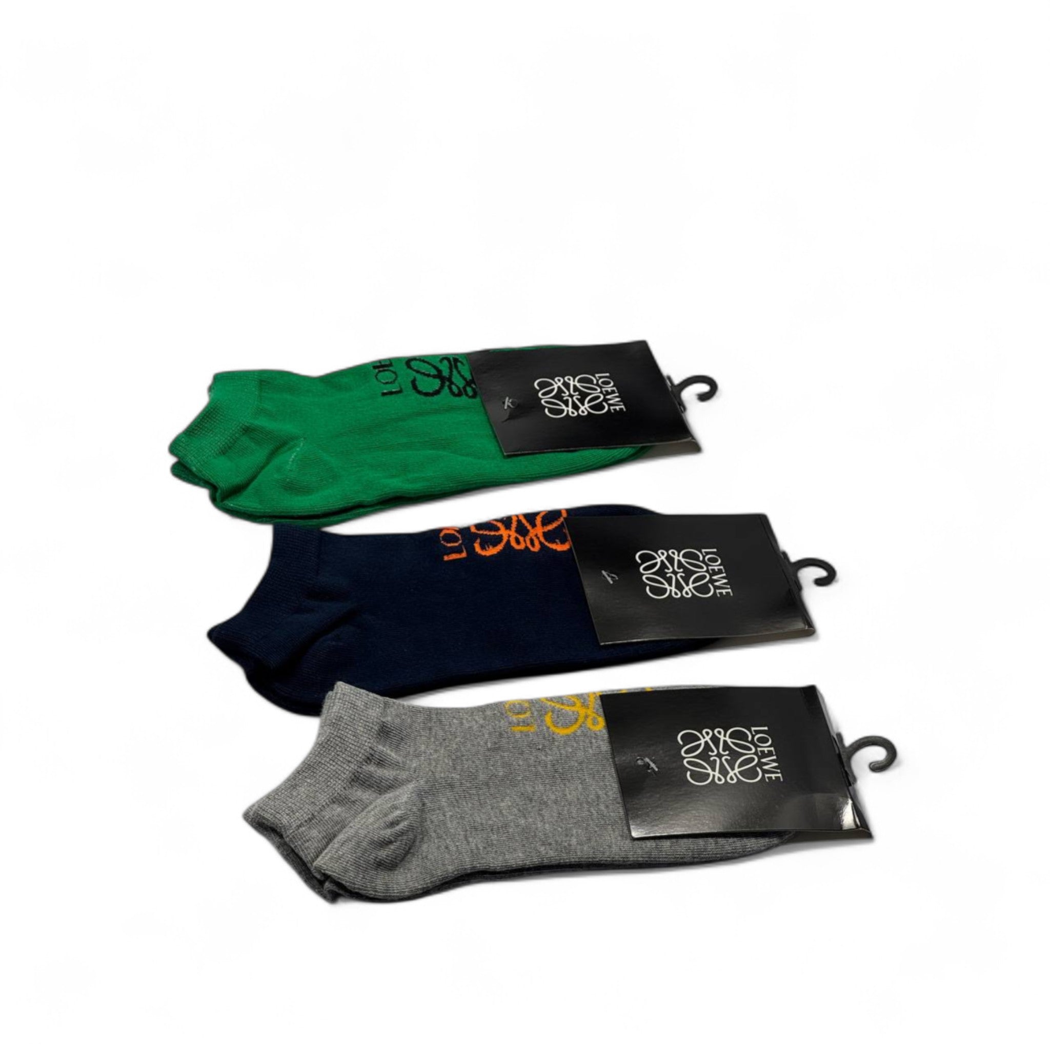 Loewe Signature Socks – 3-Pack (Green, Navy, Grey)