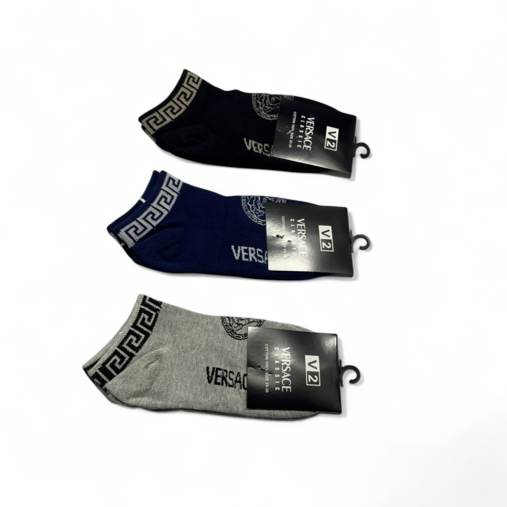 Versace-Inspired Socks 3-Pack 🖤💙 Stylish Luxury in Every Pair