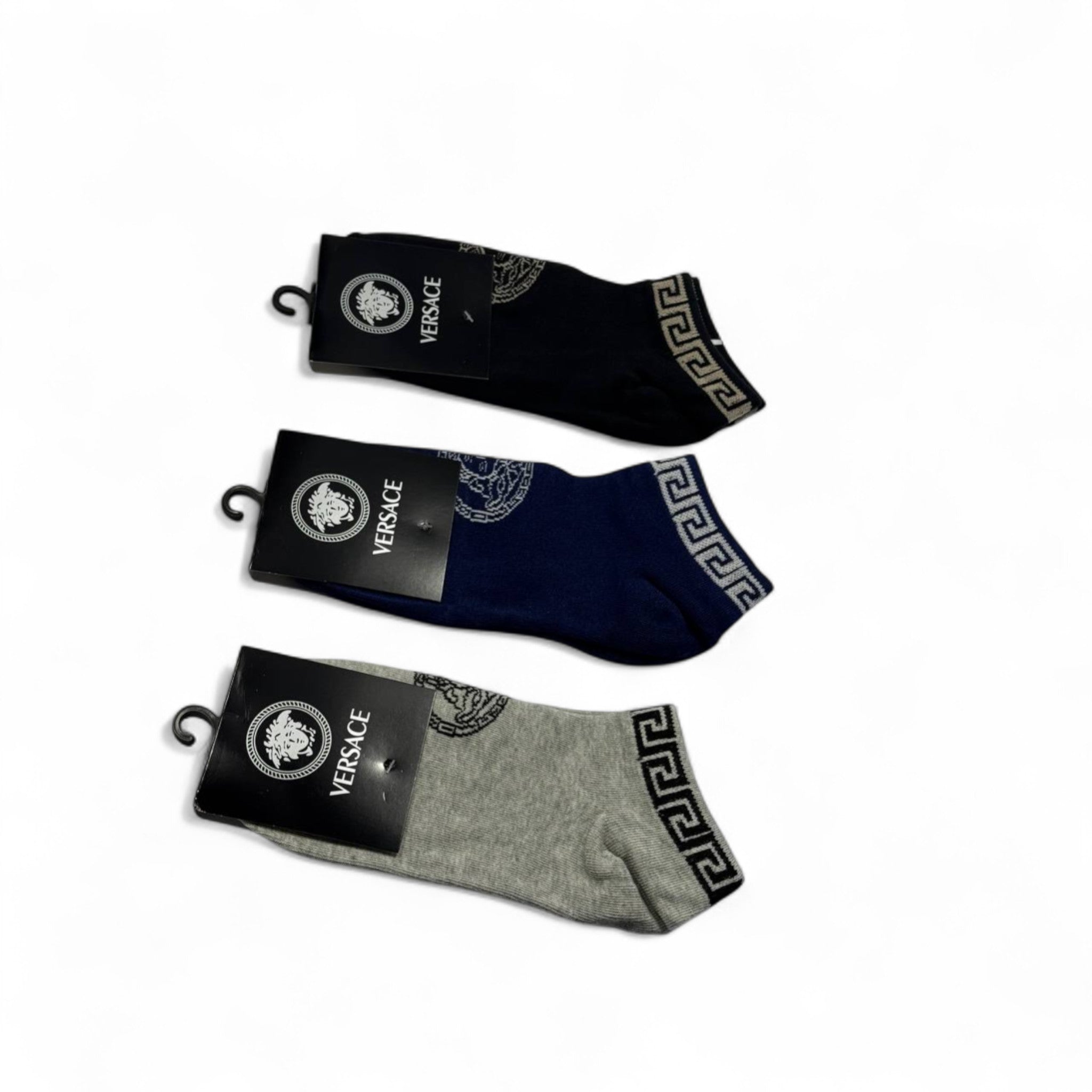 Versace-Inspired Socks 3-Pack 🖤💙 Stylish Luxury in Every Pair