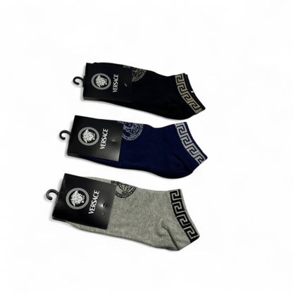 Versace-Inspired Socks 3-Pack 🖤💙 Stylish Luxury in Every Pair