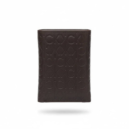 Calvin Klein CK All-Over Embossed Vertical Leather Wallet – Brown 🤎✨