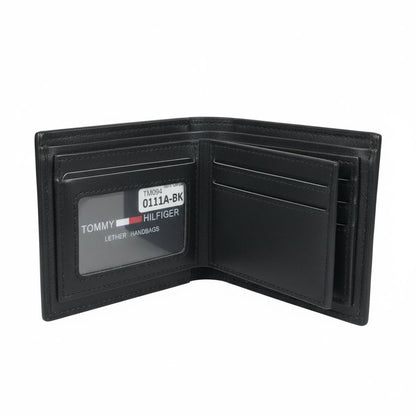 Tommy Hilfiger Embossed Leather Bifold Wallet – Black 🖤✨