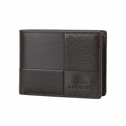 Lacoste Patchwork Leather Bifold Wallet – Dark Brown 🐊🤎