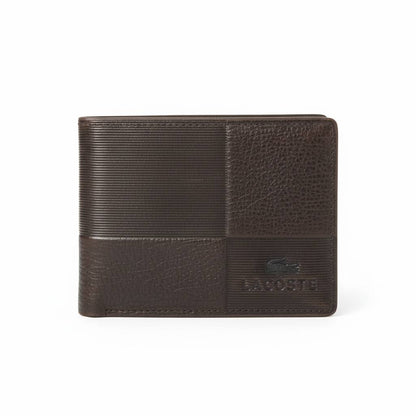 Lacoste Patchwork Leather Bifold Wallet – Dark Brown 🐊🖤
