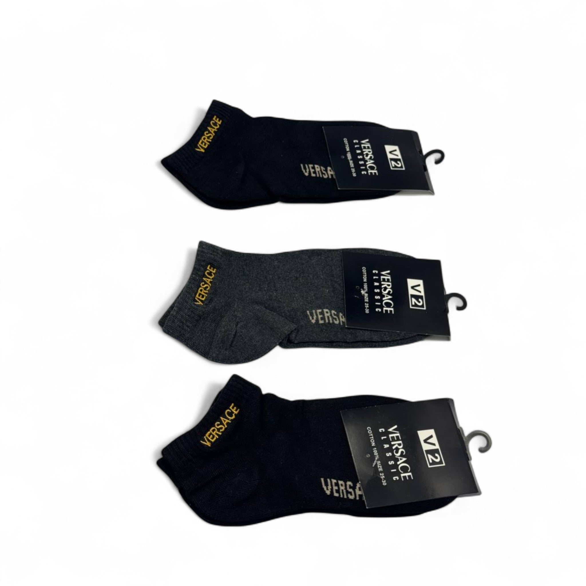 Versace-Inspired Minimal Logo Socks 3-Pack 🖤✨ | Sleek & Sophisticated Style