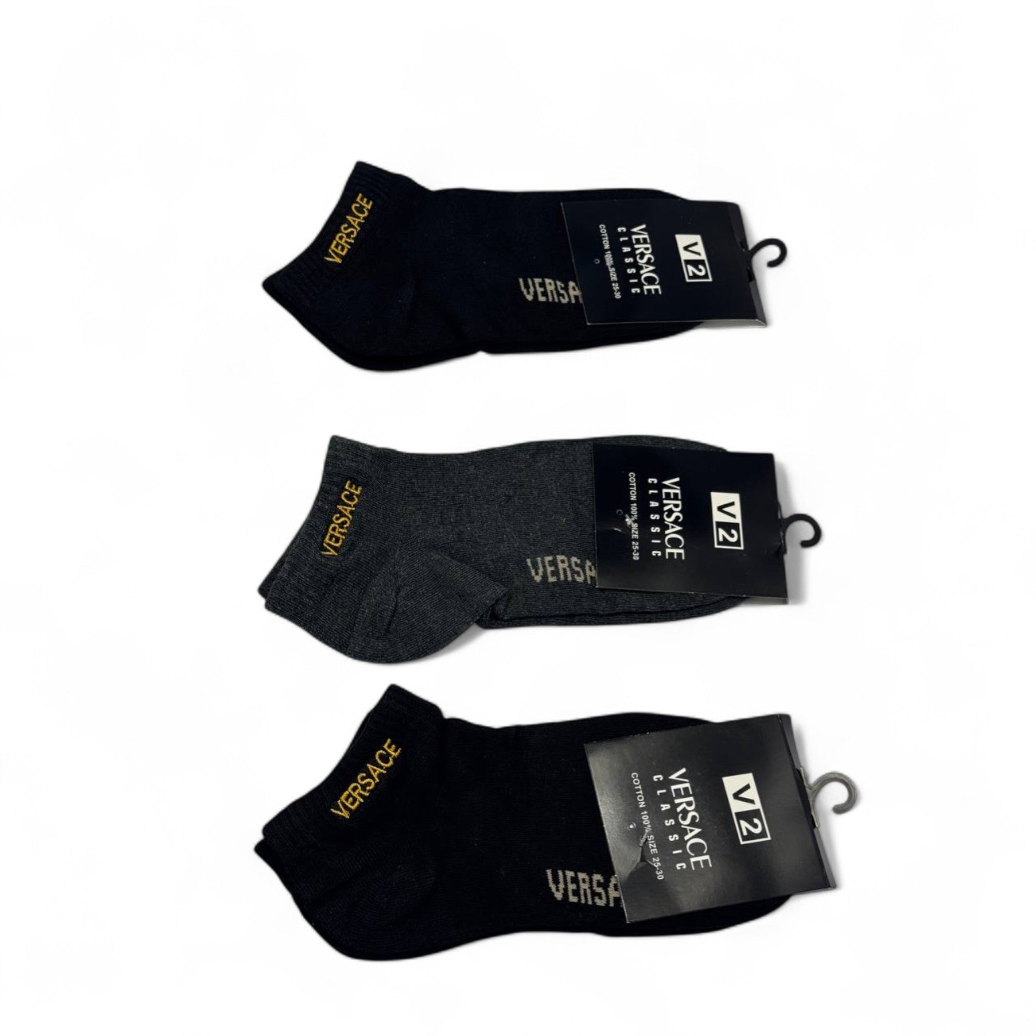 Versace-Inspired Minimal Logo Socks 3-Pack 🖤✨ | Sleek & Sophisticated Style