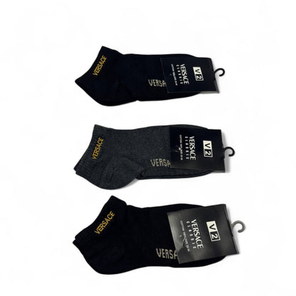 Versace-Inspired Minimal Logo Socks 3-Pack 🖤✨ | Sleek & Sophisticated Style