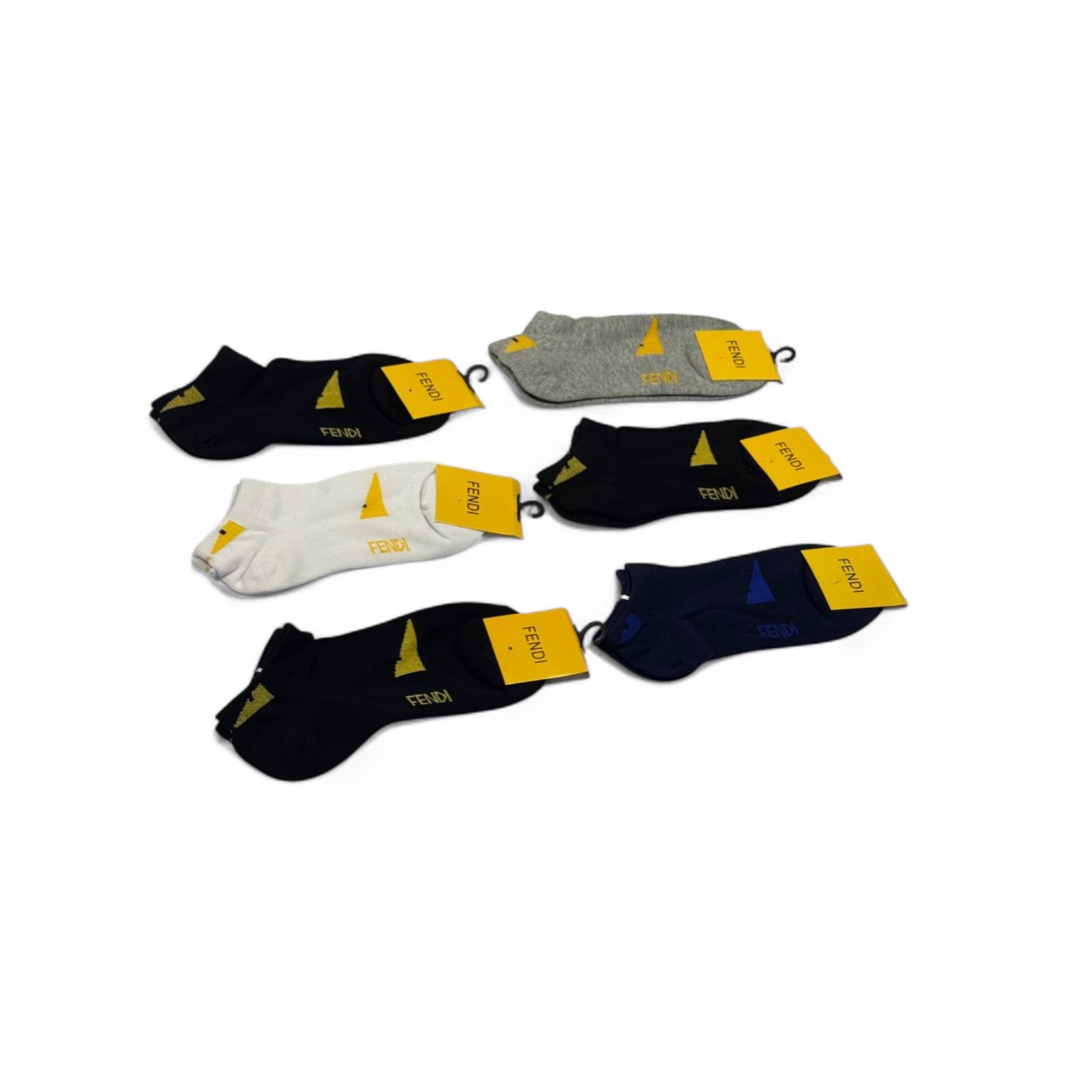 Fendi-Inspired Ankle Socks 6-Pack 💛🖤 | Premium Style & Everyday Comfort