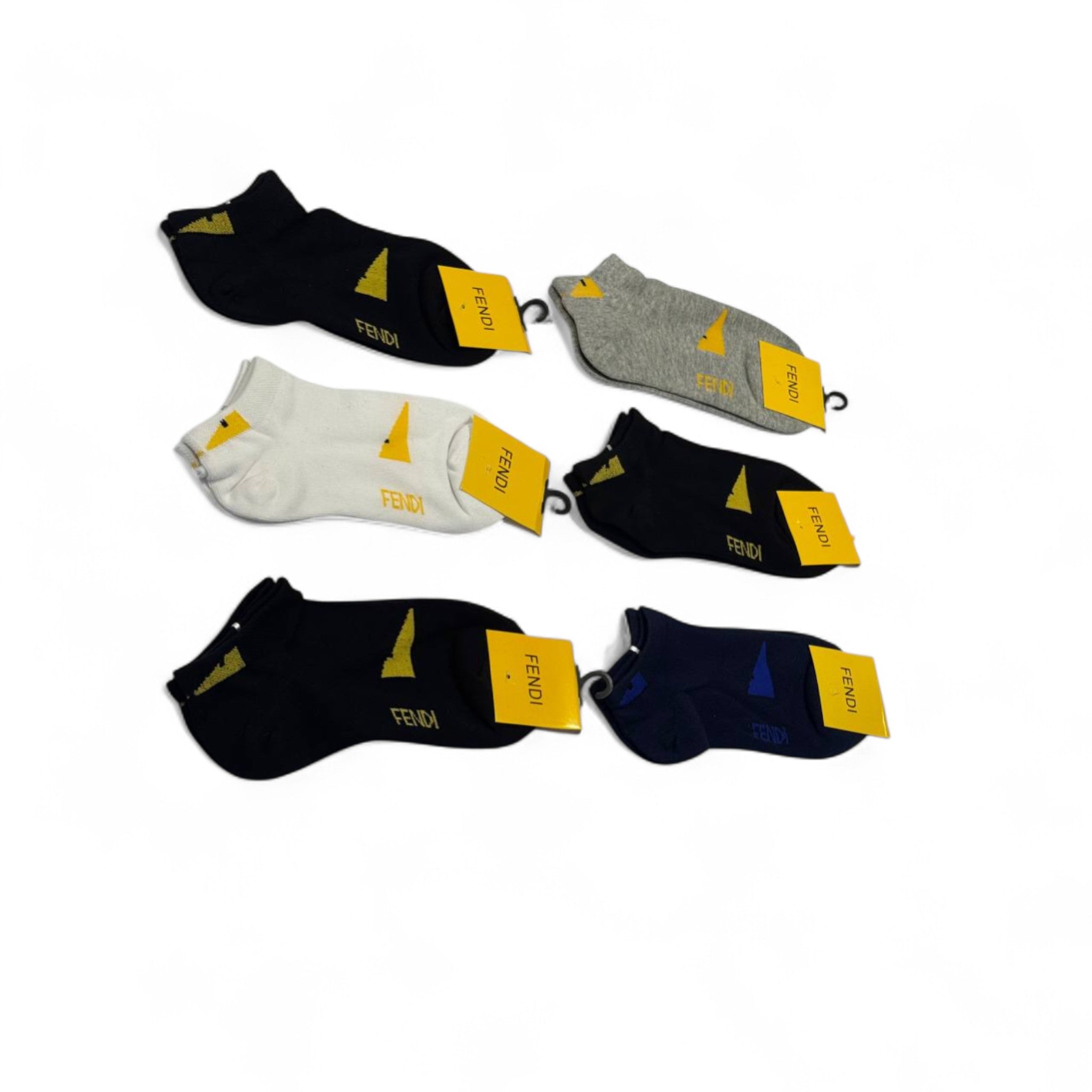 Fendi-Inspired Ankle Socks 6-Pack 💛🖤 | Premium Style & Everyday Comfort