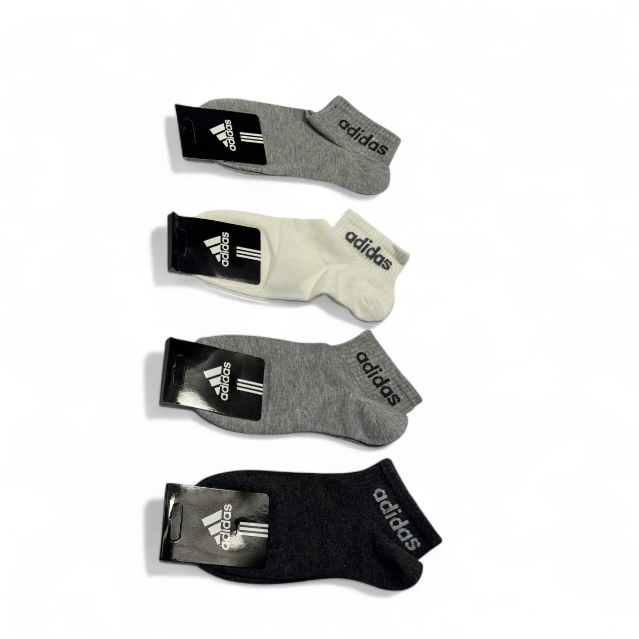 Adidas-Inspired Ankle Socks 4-Pack ⚽🩶 | Athletic Comfort Meets Everyday Style