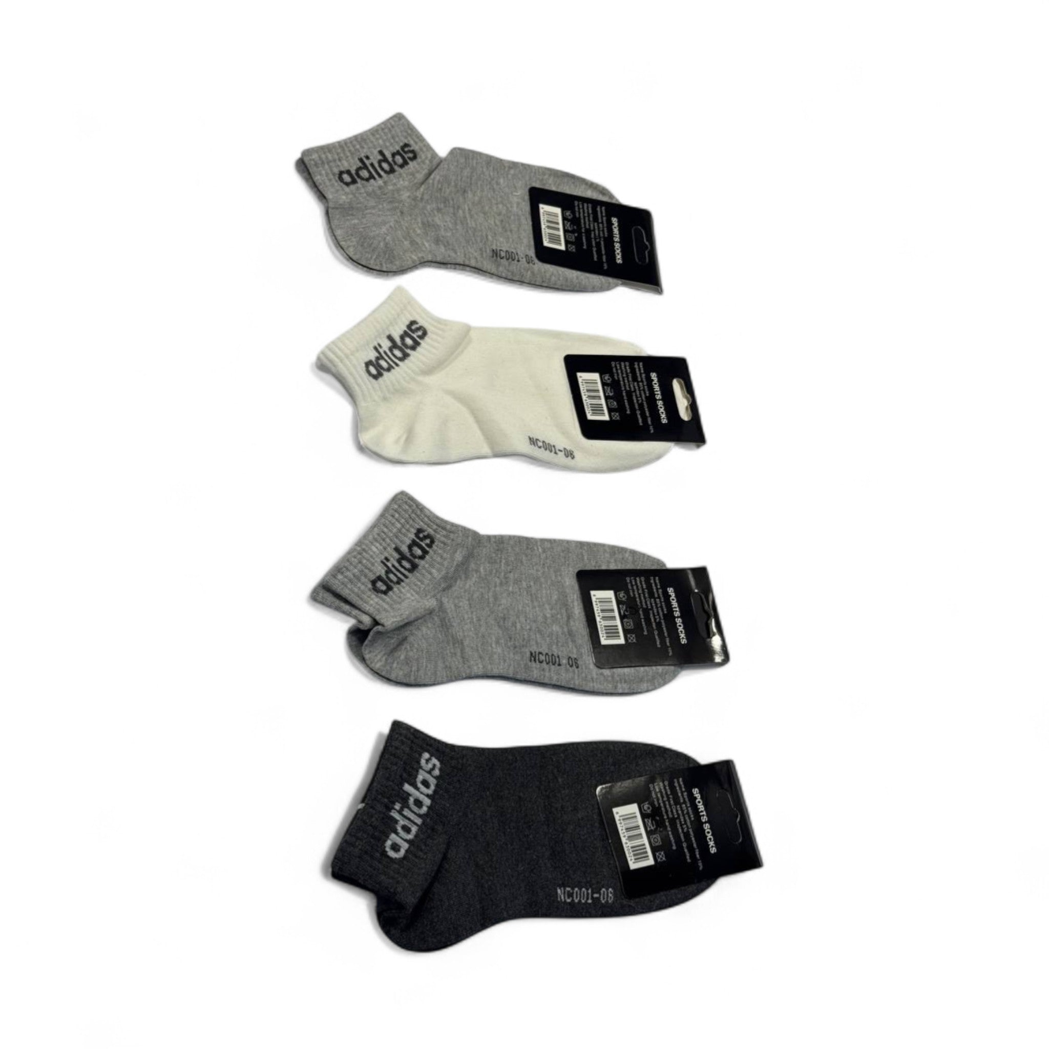 Adidas-Inspired Ankle Socks 4-Pack ⚽🩶 | Athletic Comfort Meets Everyday Style