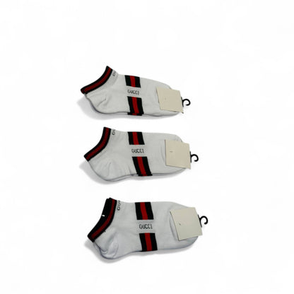 Gucci-Inspired Striped Ankle Socks 3-Pack ⚪🟥🟢 | Iconic Everyday Luxury