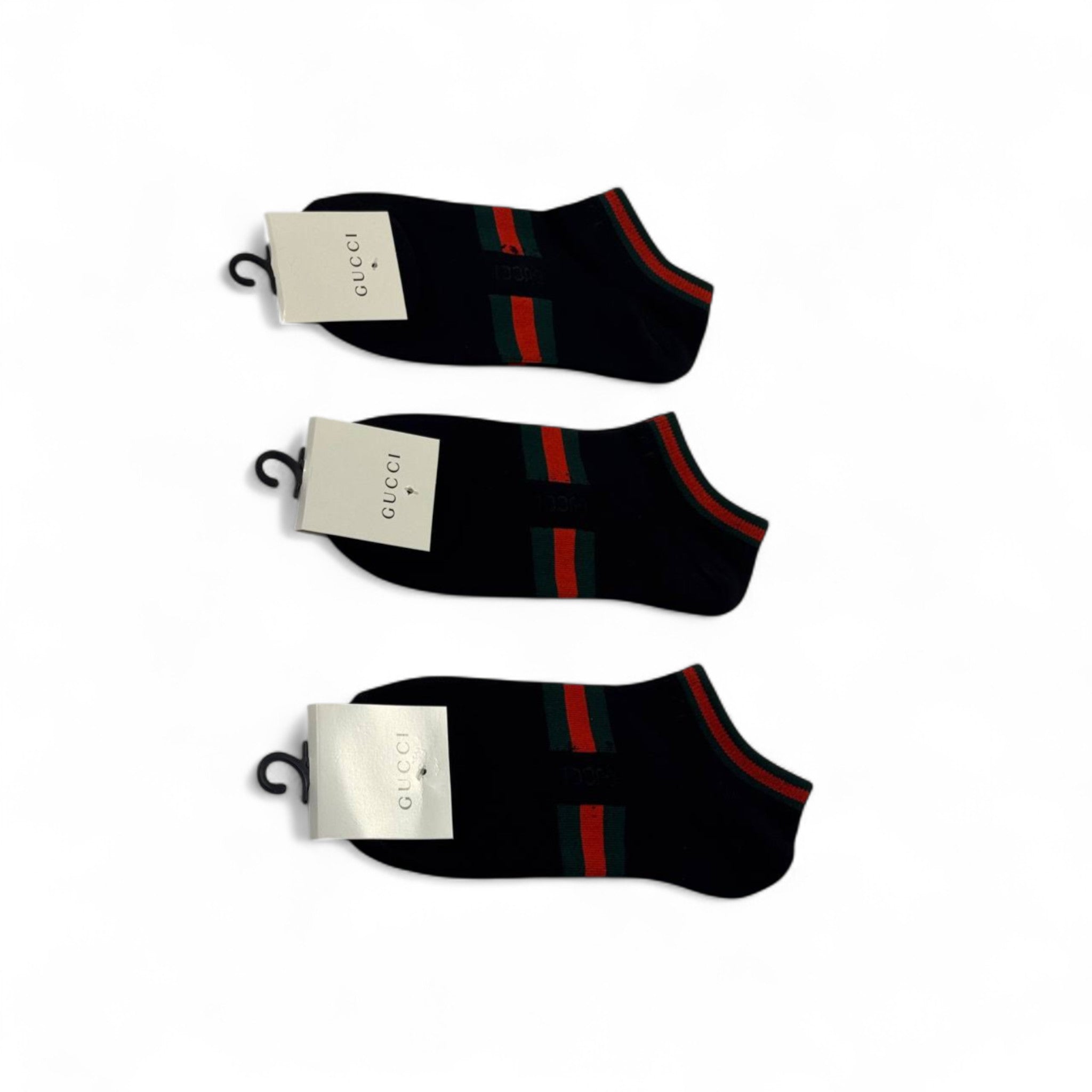 Gucci-Inspired Black Stripe Socks 3-Pack 🖤🟥🟢 | Timeless Designer Style