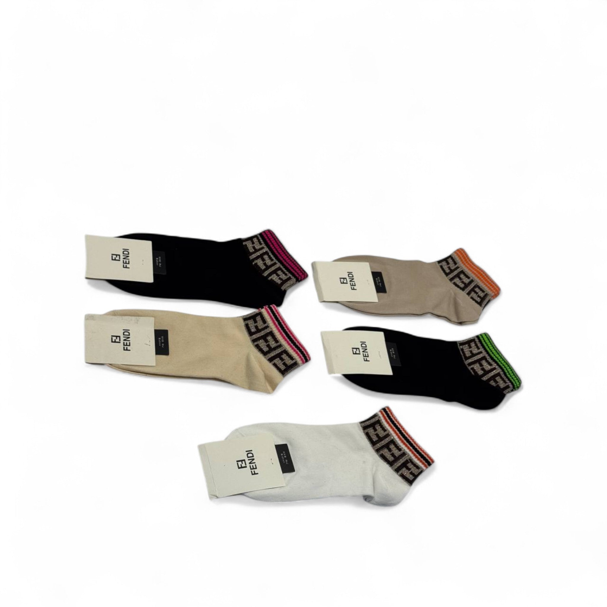 Fendi-Inspired Monogram Socks 5-Pack 🌈🧦 | Colorful Luxury with Iconic FF Style