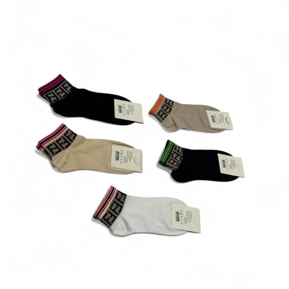 Fendi-Inspired Monogram Socks 5-Pack 🌈🧦 | Colorful Luxury with Iconic FF Style