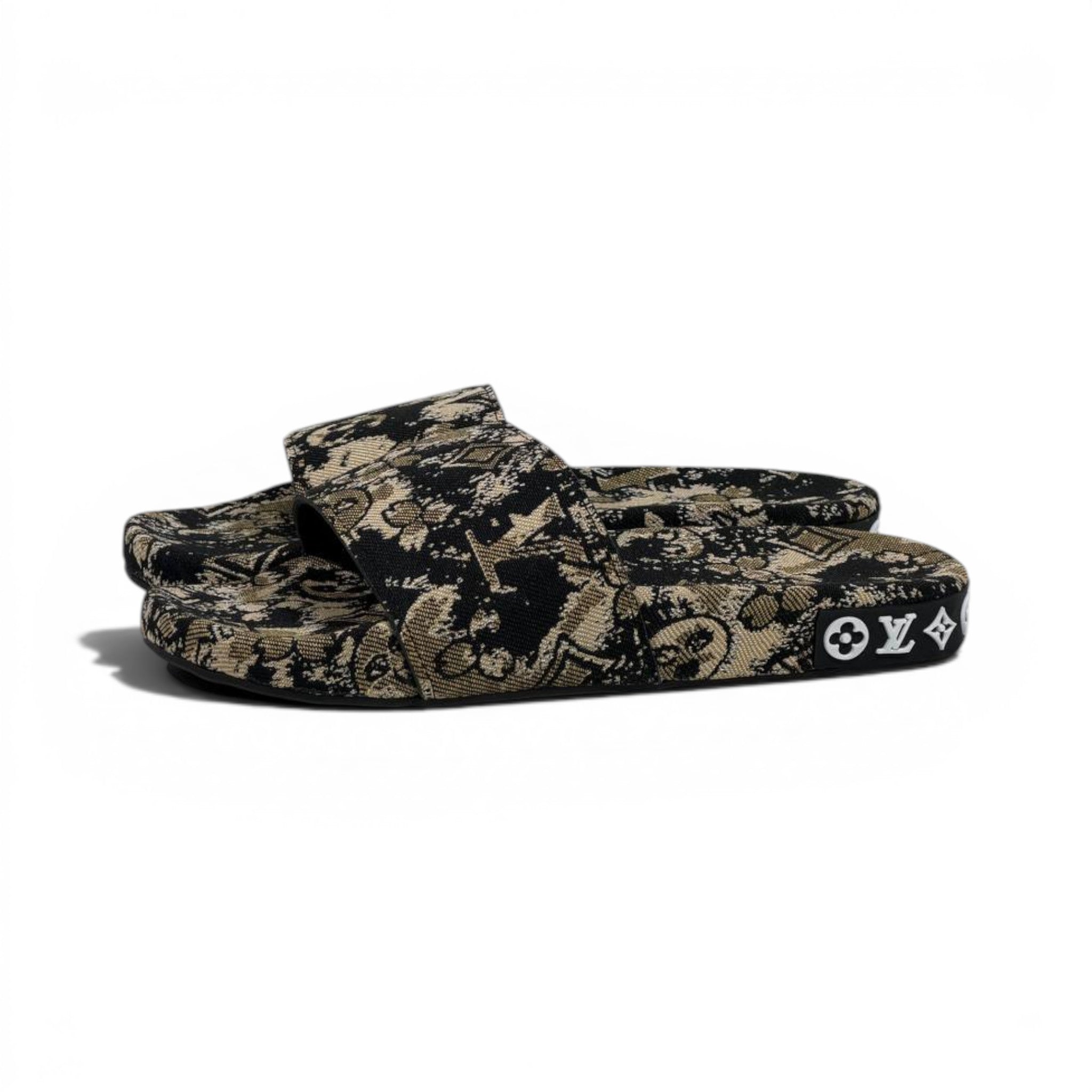 Louis Vuitton Monogram Inspired Slide Sandals – Luxury Designer Comfort Slippers ✨🖤