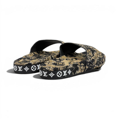 Louis Vuitton Monogram Inspired Slide Sandals – Luxury Designer Comfort Slippers ✨🖤