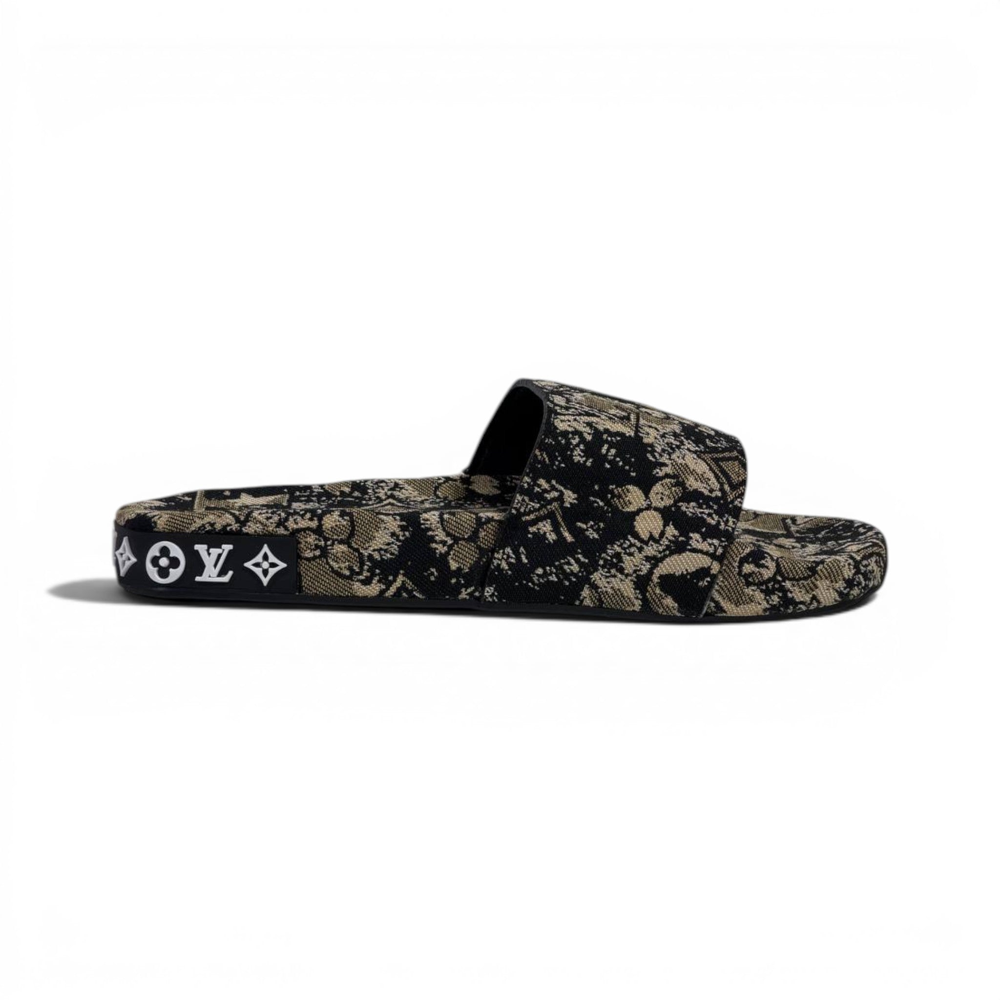 Louis Vuitton Monogram Inspired Slide Sandals – Luxury Designer Comfort Slippers ✨🖤